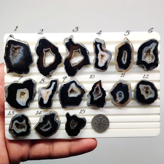 Natural Black Agate Gemstone Cabochons | Smooth Polished Stone for Rings, Pendants