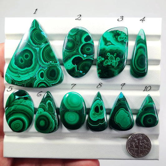 Malachite Cabochons for Jewelry Making | Natural Malachite Gemstone | Loose Stones