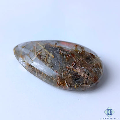Copper Rutile Quartz Pear Cabochons 24x17x5mm