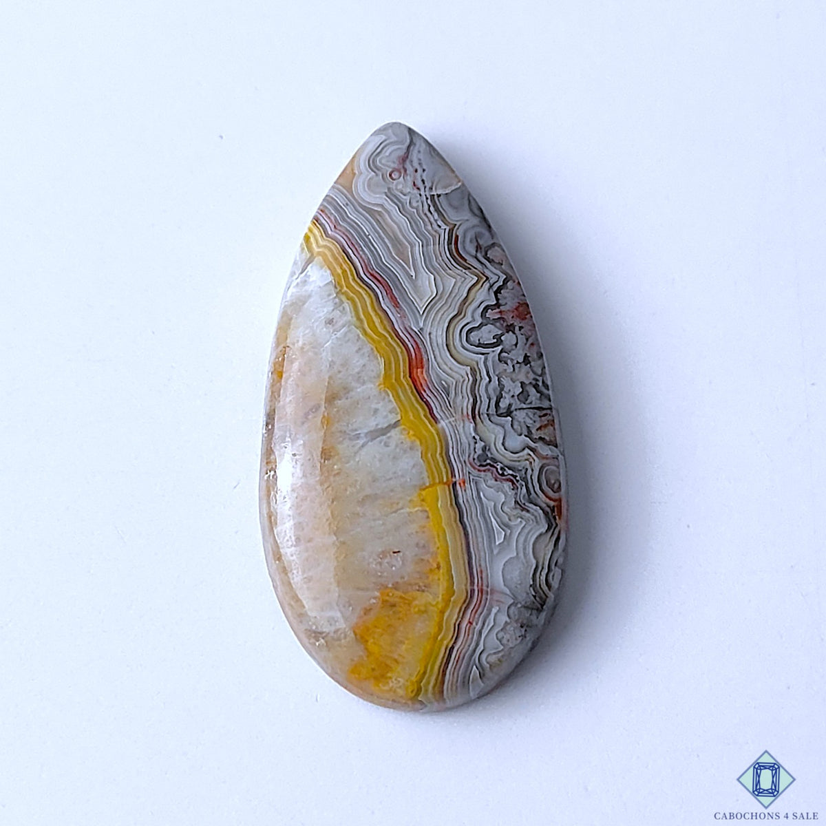 Natural Crazy Lace Agate Pear Cabochons 41x21x6mm
