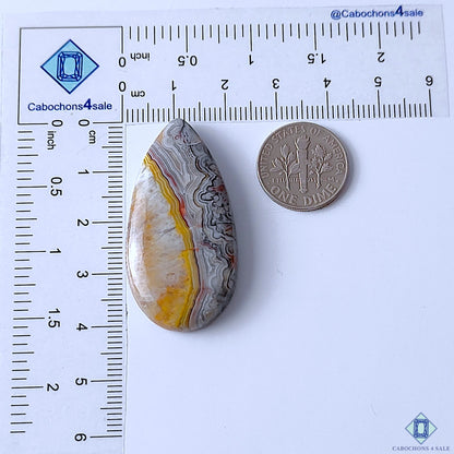 Natural Crazy Lace Agate Pear Cabochons 41x21x6mm