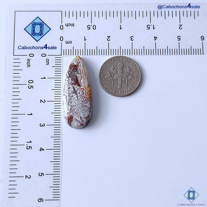Natural Crazy Lace Agate Pear Cabochons 31x12x5mm