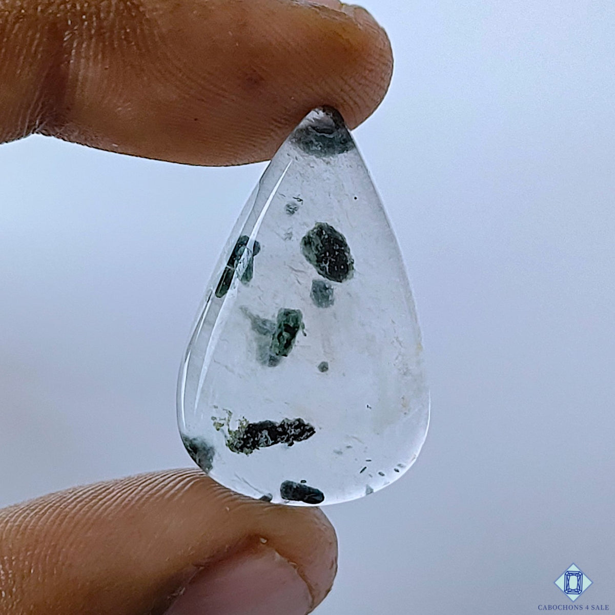 Green Tourmaline Quartz Pear Cabochons 28x18x5mm
