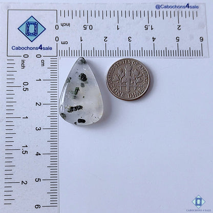Green Tourmaline Quartz Pear Cabochons 28x18x5mm