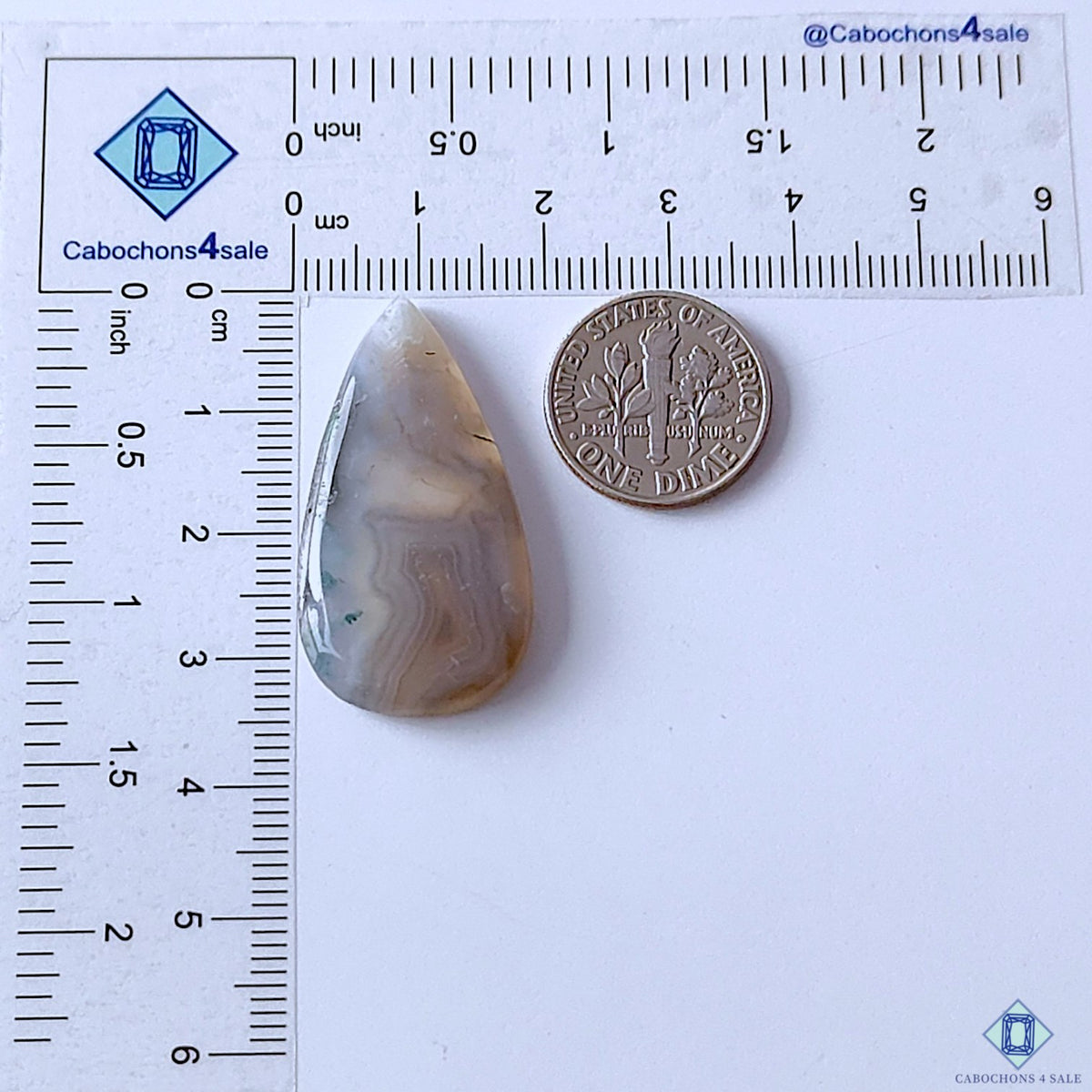 Natural Moss Agate Pear Cabochons 34x18x4mm