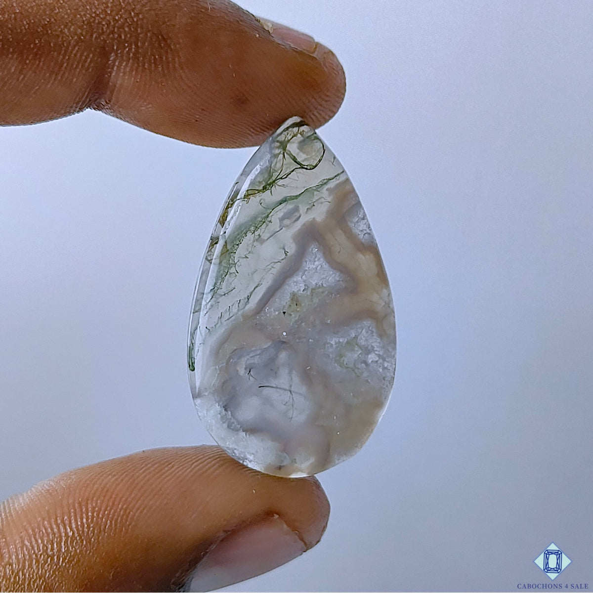 Moss Agate Pear Cabochons 35x21x4mm