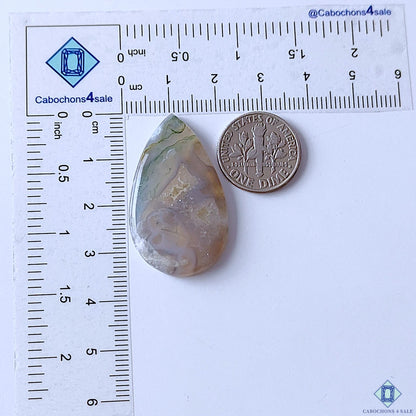 Moss Agate Pear Cabochons 35x21x4mm