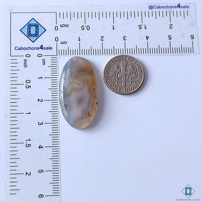 Natural Moss Agate Oval Cabochons 32x17x4mm