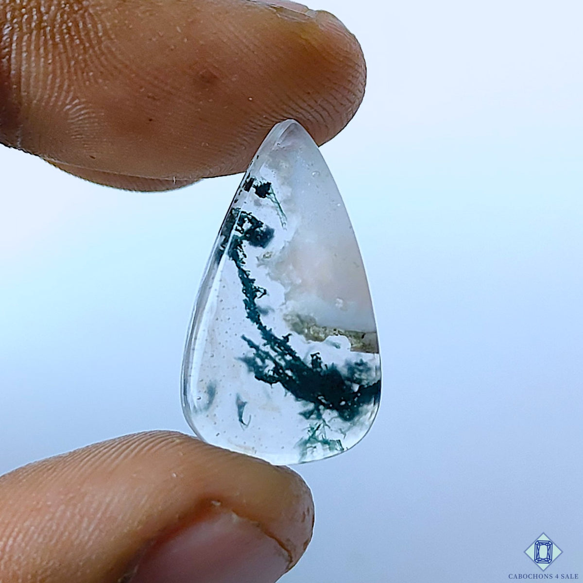 Moss Agate Pear Cabochons 24x14x5mm
