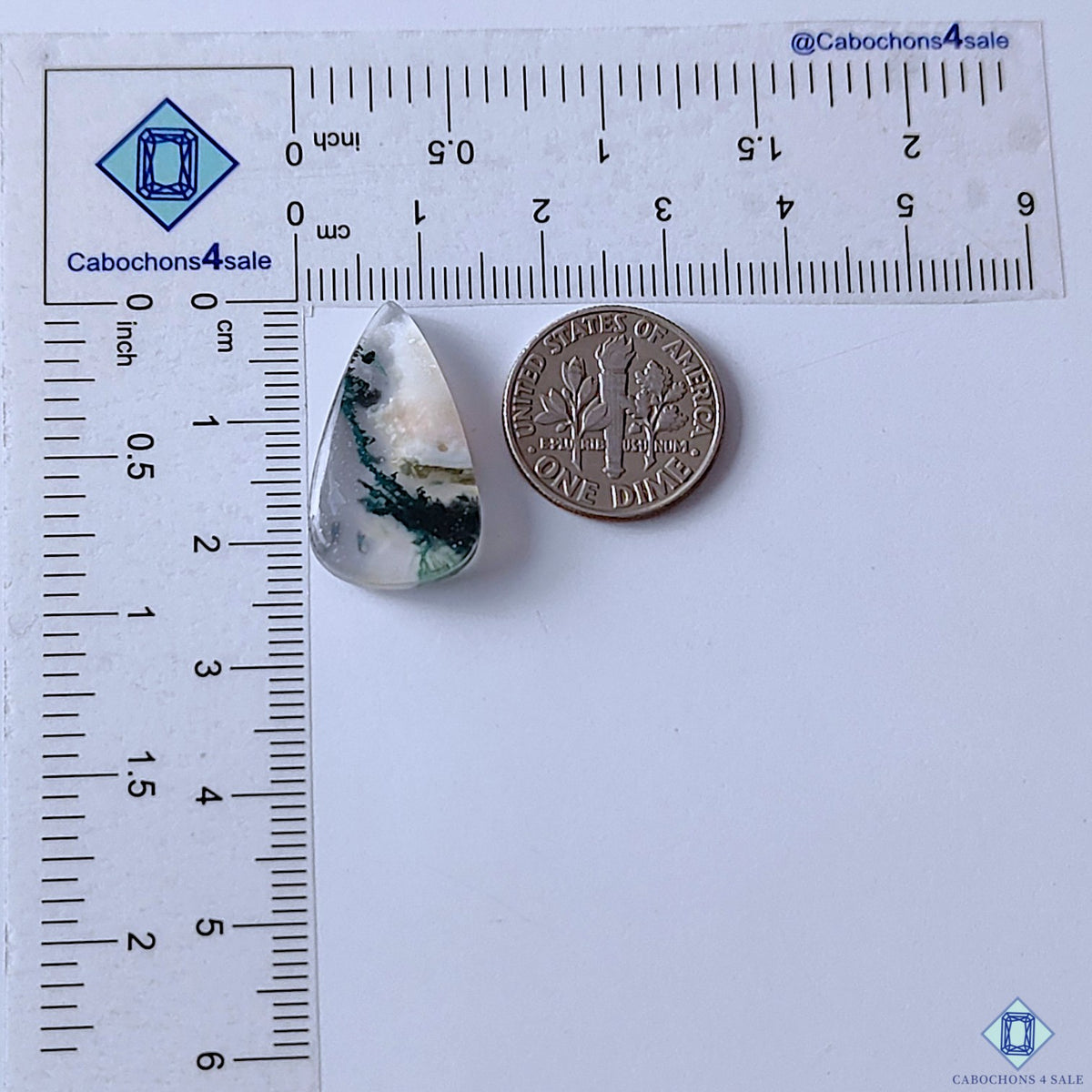 Moss Agate Pear Cabochons 24x14x5mm