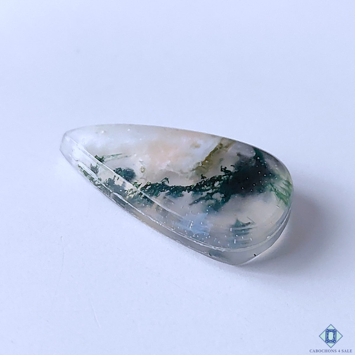 Moss Agate Pear Cabochons 24x14x5mm