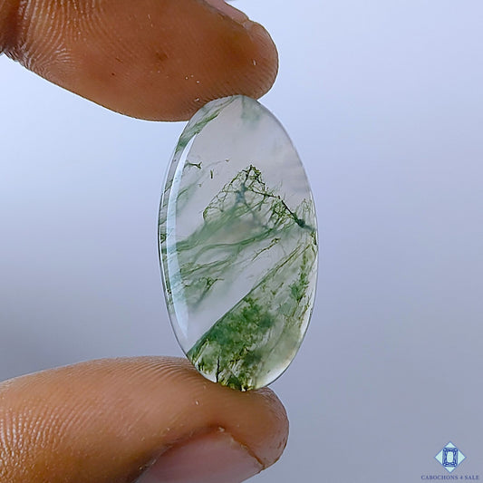 Natural Moss Agate Oval Cabochons 27x15x4mm