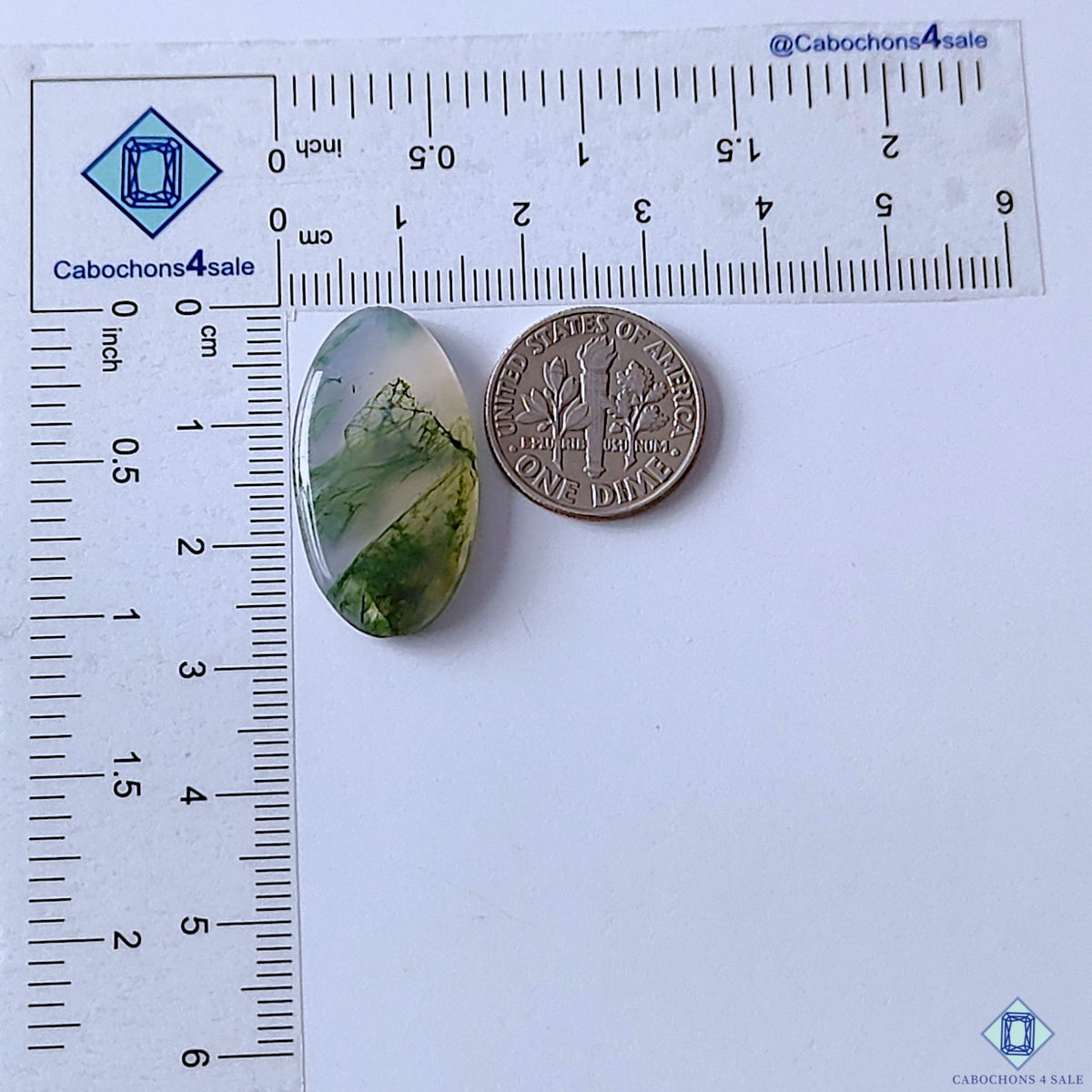 Natural Moss Agate Oval Cabochons 27x15x4mm