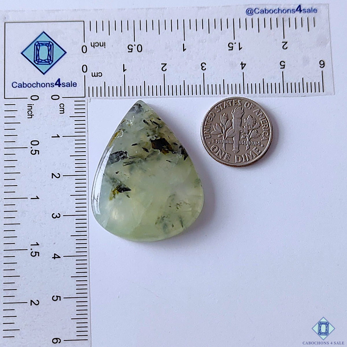 Prehnite Pear Cabochons 36x28x5mm