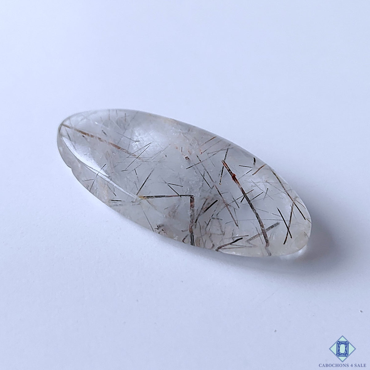 Black Rutile Quartz Oval Cabochons 34x16x6mm