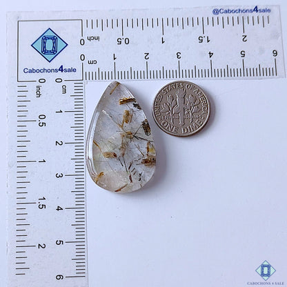 Rutile Quartz Pear Cabochons 35x21x5mm