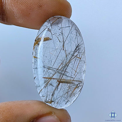 Copper Rutile Quartz Oval Cabochons 33x19x6mm