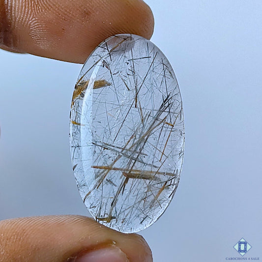 Copper Rutile Quartz Oval Cabochons 33x19x6mm