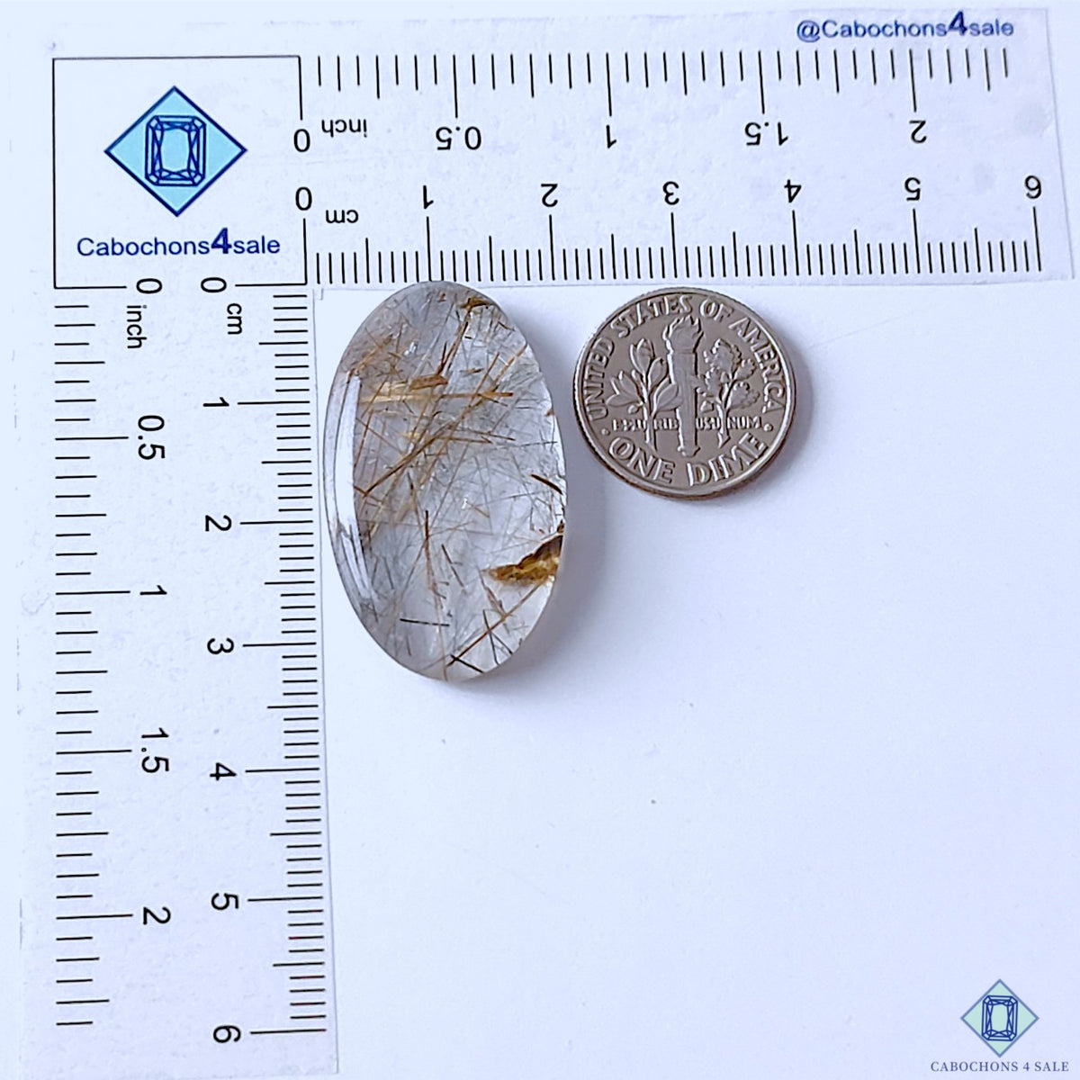 Copper Rutile Quartz Oval Cabochons 33x19x6mm