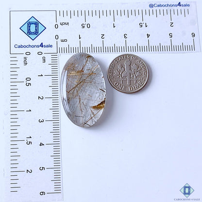 Copper Rutile Quartz Oval Cabochons 33x19x6mm