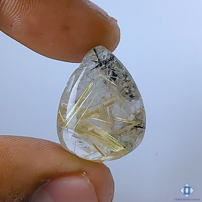 Golden Rutile Quartz Pear Cabochons 22x16x7mm