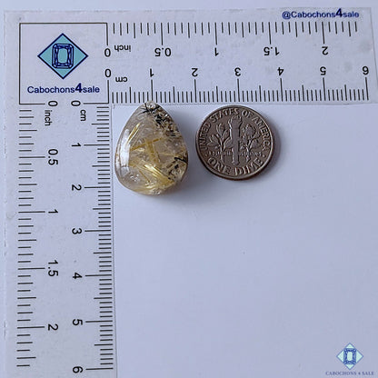 Golden Rutile Quartz Pear Cabochons 22x16x7mm