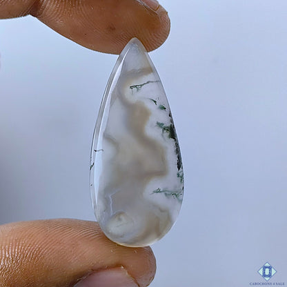 Moss Agate Pear Cabochons 36x16x4mm