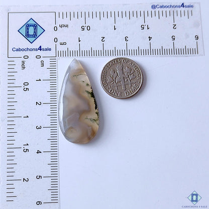 Moss Agate Pear Cabochons 36x16x4mm