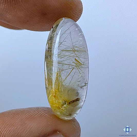 Golden Rutile Quartz Oval Cabochons 27x12x6mm