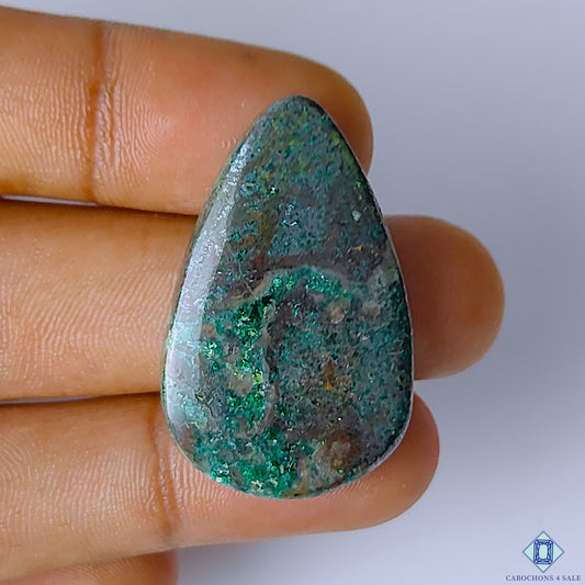 Azurite Gun Metal Pear Cabochons 37x23x6mm