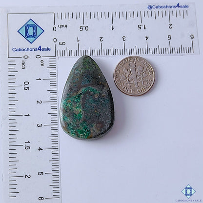 Azurite Gun Metal Pear Cabochons 37x23x6mm