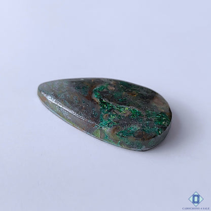 Azurite Gun Metal Pear Cabochons 37x23x6mm