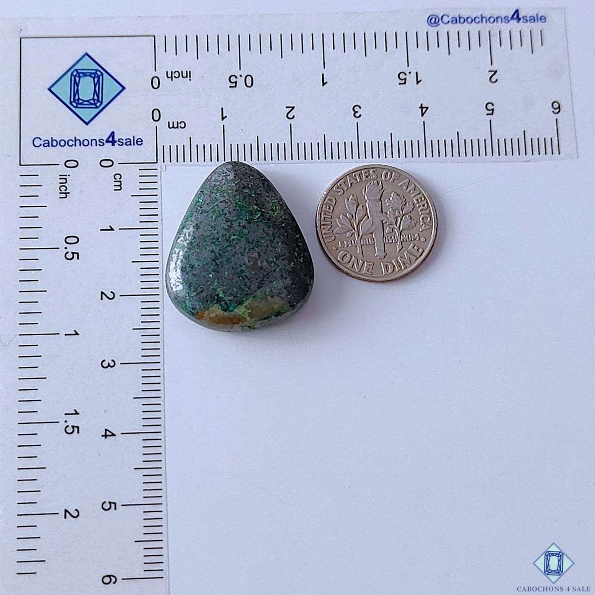 Azurite Gun Metal Pear Cabochons 25x21x7mm