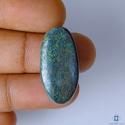 Azurite Gun Metal Oval Cabochons 29x14x7mm