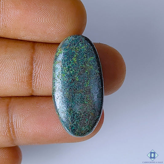 Azurite Gun Metal Oval Cabochons 29x14x7mm