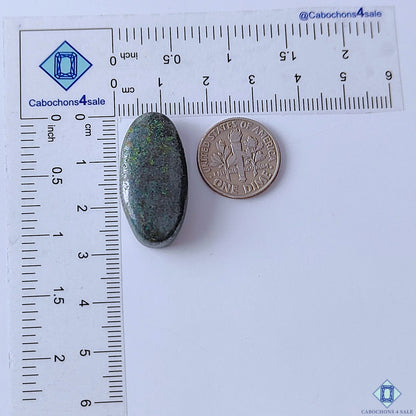 Azurite Gun Metal Oval Cabochons 29x14x7mm