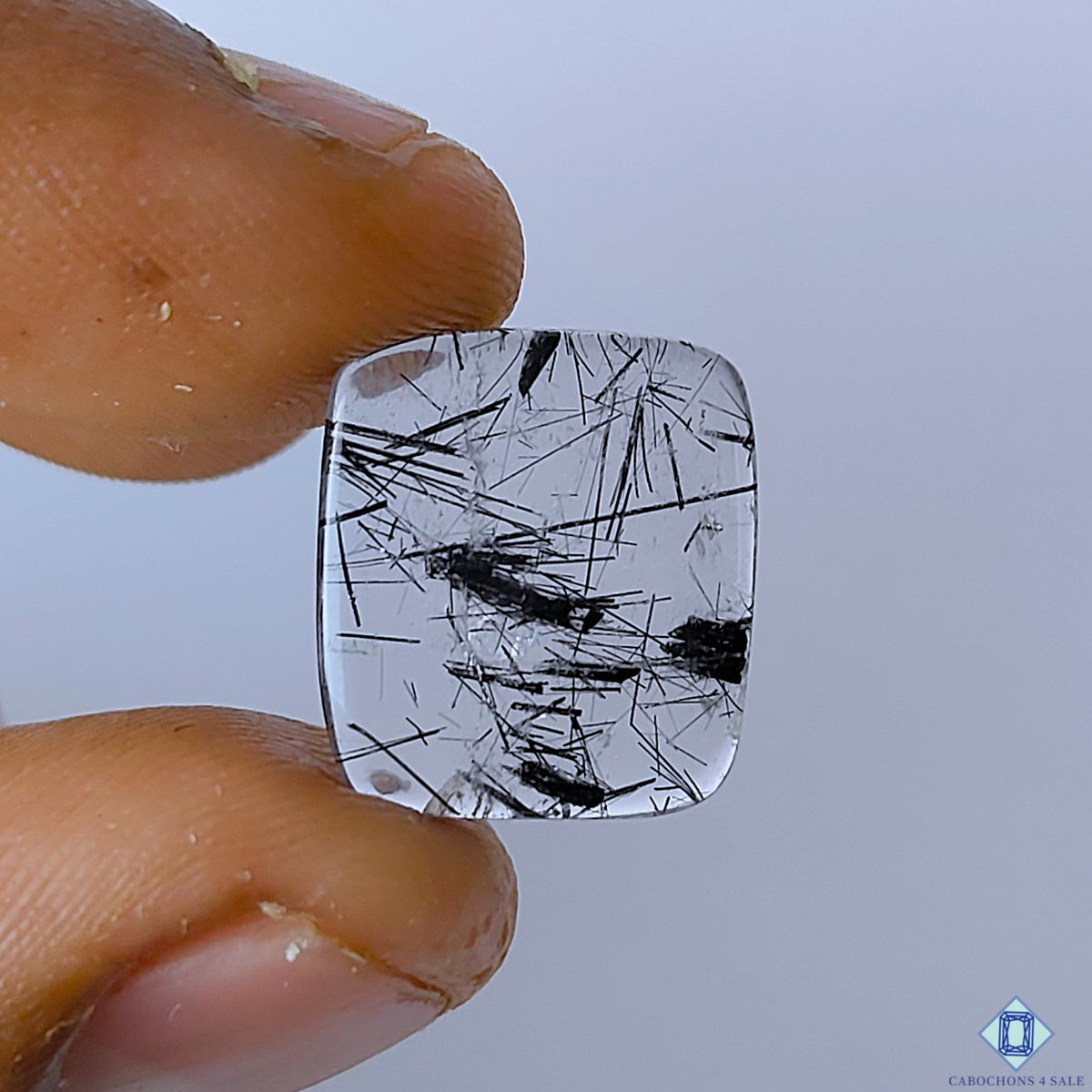 Black Rutile Quartz Rectangle Cabochons 16x15x2mm