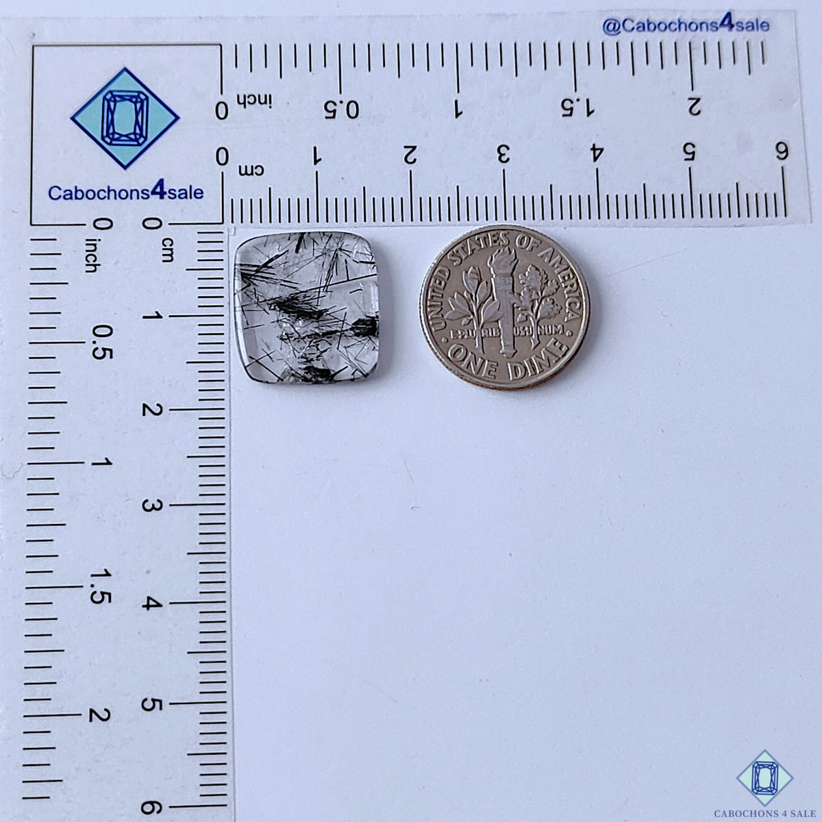 Black Rutile Quartz Rectangle Cabochons 16x15x2mm