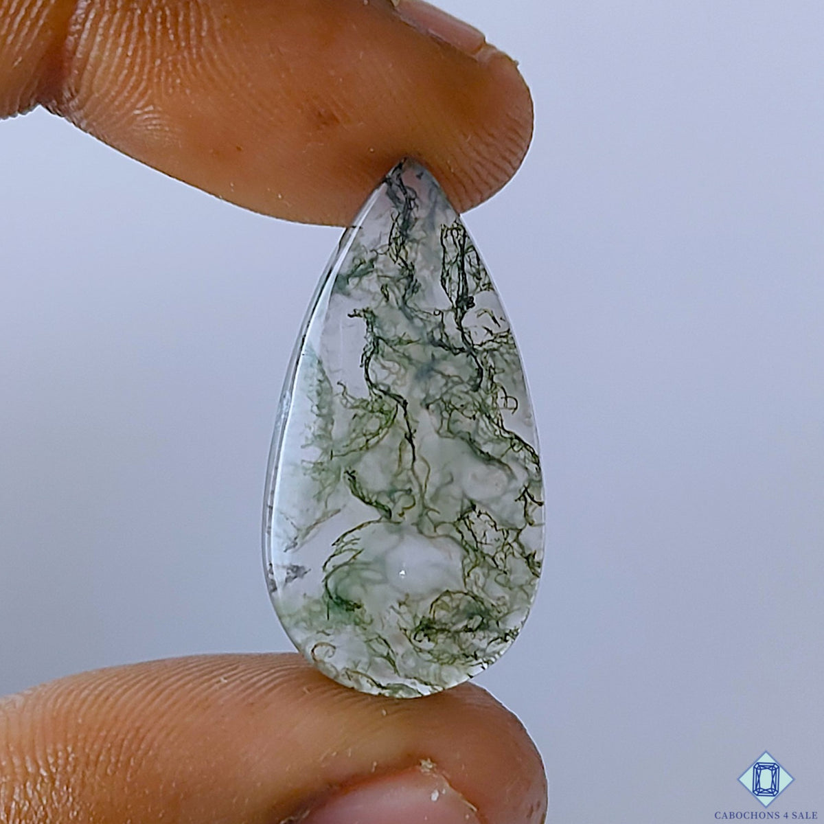 Moss Agate Pear Cabochons 27x14x4mm