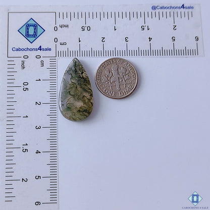 Moss Agate Pear Cabochons 27x14x4mm