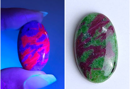 Cabujones ovalados de zoisita rubí