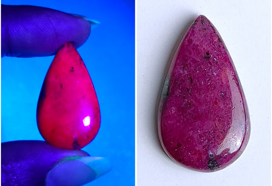 Natural Ruby Zoisite Gemstone Pear Cabochons 27*16*5mm from Tanzania available for sale