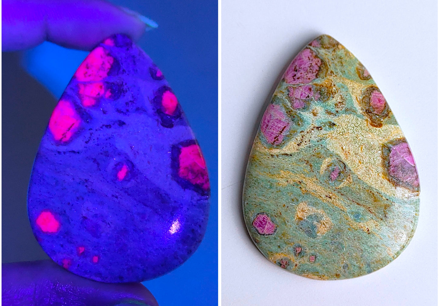 Natural Ruby Fuchsite Gemstone  Pear Cabochons 54*39*6mm from India  available for sale