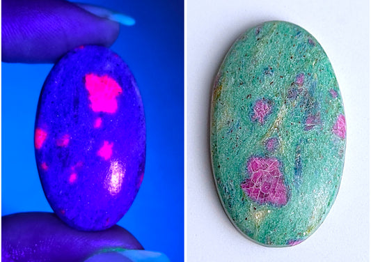 Natural Ruby Fuchsite Gemstone Oval Cabochons 32*20*4mm from Tanzania available for sale