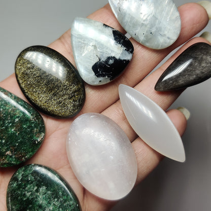 Mix Stone Gemstone Cabochons Natural Mix Stone Cabochons for Jewelry Making, Loose Assorted Gemstones, High Quality Polished Gems
