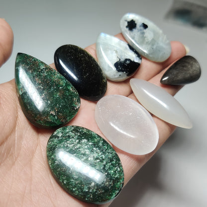Mix Stone Gemstone Cabochons Natural Mix Stone Cabochons for Jewelry Making, Loose Assorted Gemstones, High Quality Polished Gems