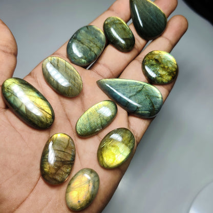 Natural Labradorite Gemstone Cabochons | Flashy Stone for Rings, Pendants