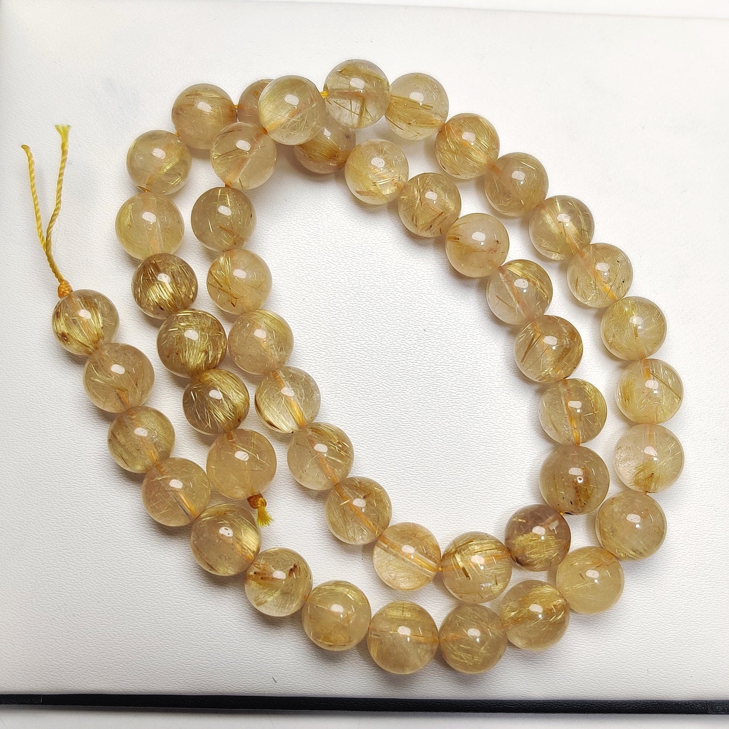Premium Natural Golden Rutile Quartz Beads | Elegant Golden Needle Inclusions Gemstone for Jewelry Making
