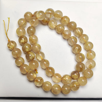 Premium Natural Golden Rutile Quartz Beads | Elegant Golden Needle Inclusions Gemstone for Jewelry Making