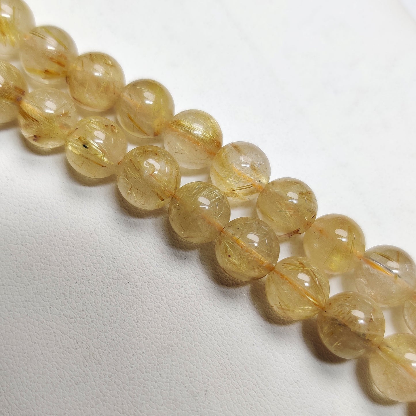 Premium Natural Golden Rutile Quartz Beads | Elegant Golden Needle Inclusions Gemstone for Jewelry Making